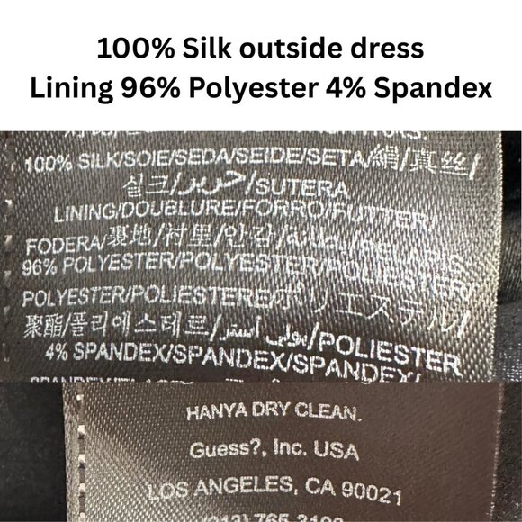 GUESS for MARCIANO Black Silk Satin & Lace Dress, Bewitching, Alluring, Large - Picture 13 of 14